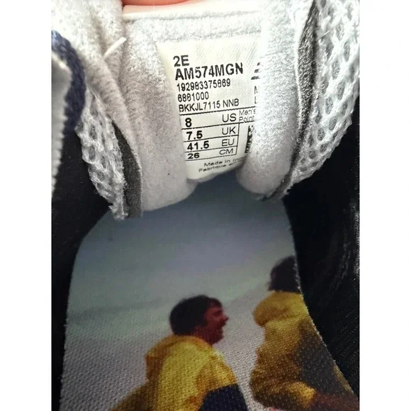 New Balance All Coasts 574 Navy Blue Yellow Suede Sneakers AM574MGN Mens 8 2E - Picture 5 of 6